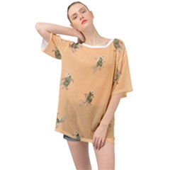 Delicate Decorative Seamless  Pattern With  Fairy Fish On The Peach Background Oversized Chiffon Top by EvgeniiaBychkova