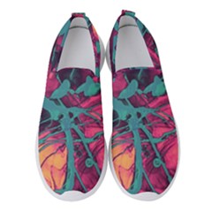Pink And Turquoise Alcohol Ink Women s Slip On Sneakers by Dazzleway
