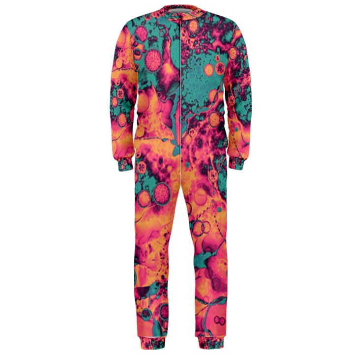 Orange and turquoise alcohol ink  OnePiece Jumpsuit (Men) 