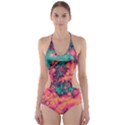 Orange and turquoise alcohol ink  Cut-Out One Piece Swimsuit View1
