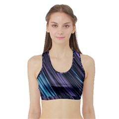 Blue And Purple Stripes Sports Bra With Border by Dazzleway