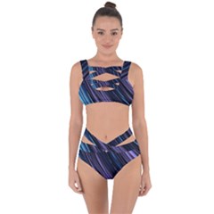 Blue And Purple Stripes Bandaged Up Bikini Set  by Dazzleway