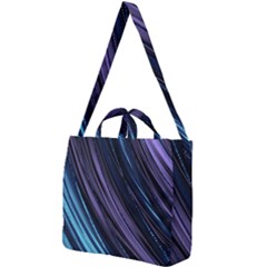 Blue And Purple Stripes Square Shoulder Tote Bag by Dazzleway