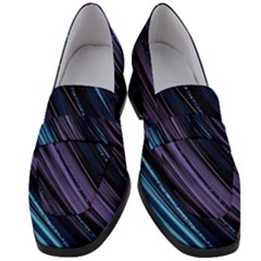 Blue And Purple Stripes Women s Chunky Heel Loafers by Dazzleway