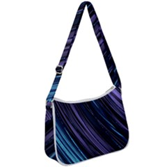 Blue And Purple Stripes Zip Up Shoulder Bag