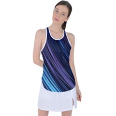 Blue And Purple Stripes Racer Back Mesh Tank Top