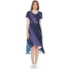 Blue And Purple Stripes High Low Boho Dress