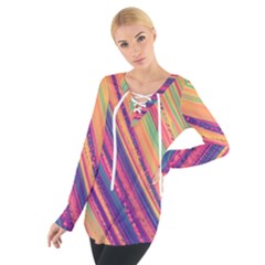 Colorful Stripes Tie Up Tee by Dazzleway