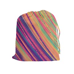 Colorful Stripes Drawstring Pouch (xl) by Dazzleway