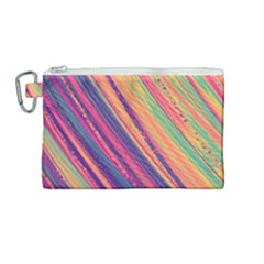 Colorful Stripes Canvas Cosmetic Bag (medium) by Dazzleway