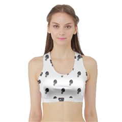 Aviator Helmet Motif Print Pattern Sports Bra With Border by dflcprintsclothing