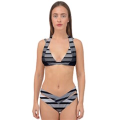9 Bar Monochrome Fade Double Strap Halter Bikini Set by WetdryvacsLair