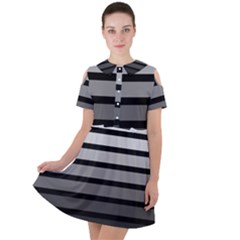 9 Bar Monochrome Fade Short Sleeve Shoulder Cut Out Dress  by WetdryvacsLair