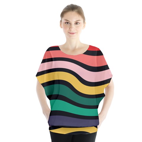 Nine 9 Bar Rainbow Sea Sickness Batwing Chiffon Blouse by WetdryvacsLair