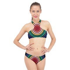 Nine 9 Bar Rainbow Target High Neck Bikini Set by WetdryvacsLair