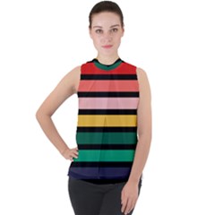 Nine 9 Bar Rainbow Mock Neck Chiffon Sleeveless Top by WetdryvacsLair