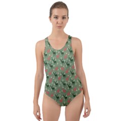 Deer Retro Pattern Cut-out Back One Piece Swimsuit