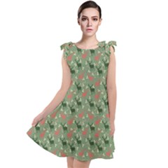 Deer Retro Pattern Tie Up Tunic Dress