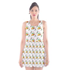 Background Cactus Scoop Neck Skater Dress