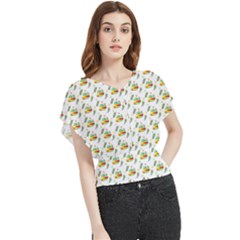 Background Cactus Butterfly Chiffon Blouse