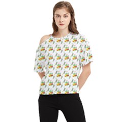 Background Cactus One Shoulder Cut Out Tee