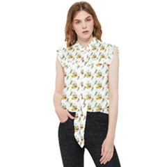 Background Cactus Frill Detail Shirt