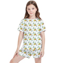 Background Cactus Kids  Tee And Sports Shorts Set by Mariart