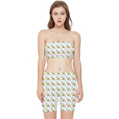 Background Cactus Stretch Shorts And Tube Top Set