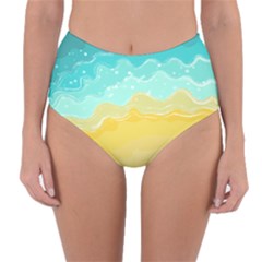 Abstract Background Beach Coast Reversible High-waist Bikini Bottoms by Alisyart