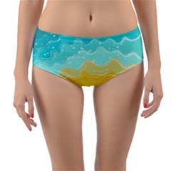 Abstract Background Beach Coast Reversible Mid-waist Bikini Bottoms by Alisyart