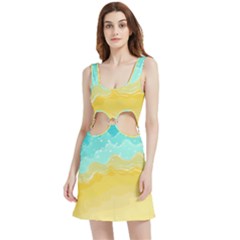 Abstract Background Beach Coast Velvet Cutout Dress