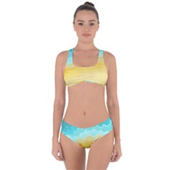 Abstract Background Beach Coast Criss Cross Bikini Set