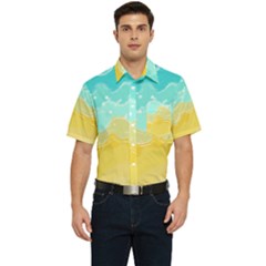 Abstract Background Beach Coast Men s Short Sleeve Pocket Shirt 