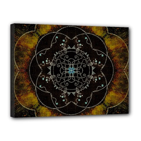 Mandala - 0005 - The Pressing Canvas 16  X 12  (stretched) by WetdryvacsLair