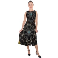 Mandala - 0005 - The Pressing Midi Tie-back Chiffon Dress by WetdryvacsLair