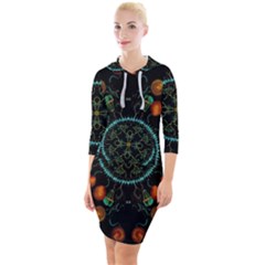 Mandala - 0006 - Floating Free Quarter Sleeve Hood Bodycon Dress by WetdryvacsLair