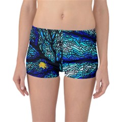 Sea-fans-diving-coral-stained-glass Reversible Boyleg Bikini Bottoms