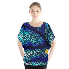 Sea-fans-diving-coral-stained-glass Batwing Chiffon Blouse