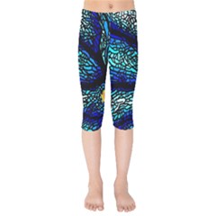 Sea-fans-diving-coral-stained-glass Kids  Capri Leggings 