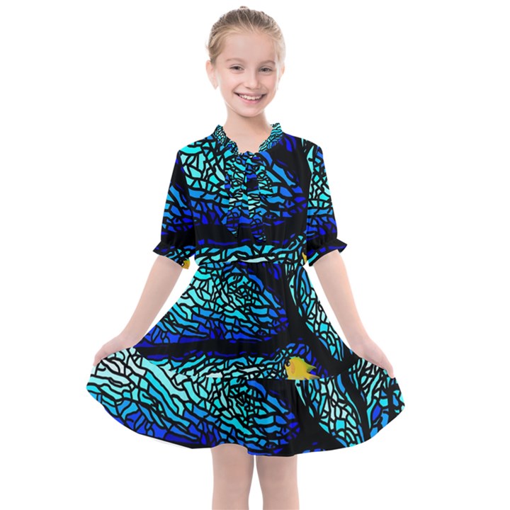 Sea-fans-diving-coral-stained-glass Kids  All Frills Chiffon Dress