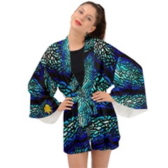 Sea-fans-diving-coral-stained-glass Long Sleeve Kimono
