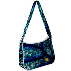 Sea-fans-diving-coral-stained-glass Zip Up Shoulder Bag