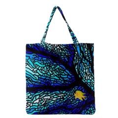 Sea-fans-diving-coral-stained-glass Grocery Tote Bag