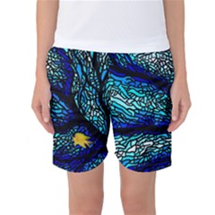 Sea-fans-diving-coral-stained-glass Women s Basketball Shorts