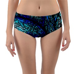 Sea-fans-diving-coral-stained-glass Reversible Mid-waist Bikini Bottoms
