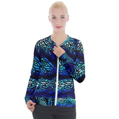 Sea-fans-diving-coral-stained-glass Casual Zip Up Jacket by Sapixe