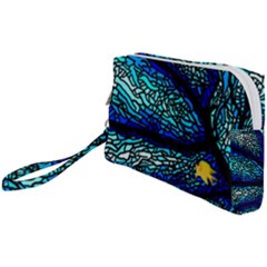 Sea-fans-diving-coral-stained-glass Wristlet Pouch Bag (small) by Sapixe