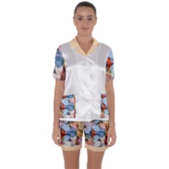 Multifleur Satin Short Sleeve Pajamas Set