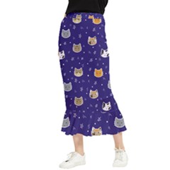 Multi Cats Maxi Fishtail Chiffon Skirt