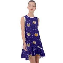 Multi Cats Frill Swing Dress by CleverGoods